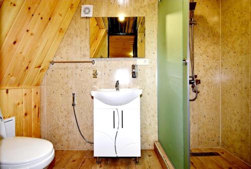 un baño con lavabo e inodoro en Wood Rest Tsaghkadzor, en Tsaghkadzor