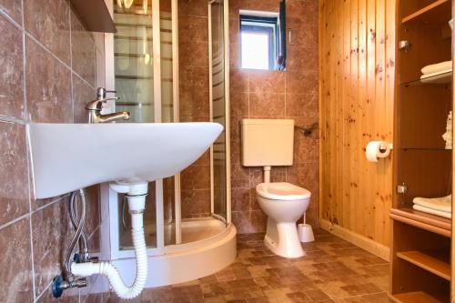 ein Badezimmer mit Waschbecken und Toilette in der Unterkunft Holiday home Mola in Ugljan