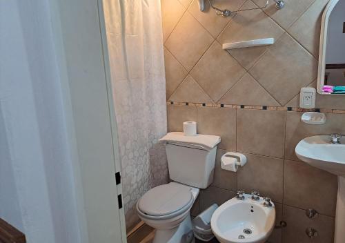 uma pequena casa de banho com WC e lavatório em Hostería Austral em El Calafate
