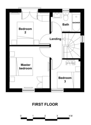 a floor plan of the first floor of a house at 1 Victoria Place in Bath