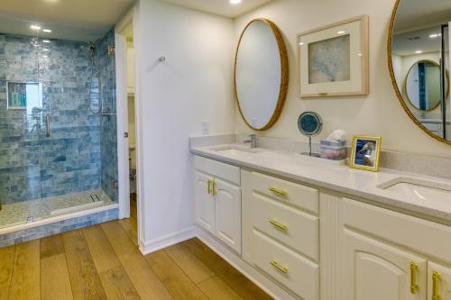 a bathroom with a sink and a shower at Port Aransas Vacation Rental with Pools - Near Beach in Port Aransas