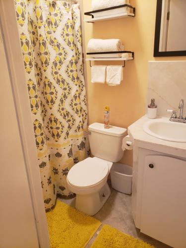 een badkamer met een toilet en een wastafel bij Kaylavill in Nassau