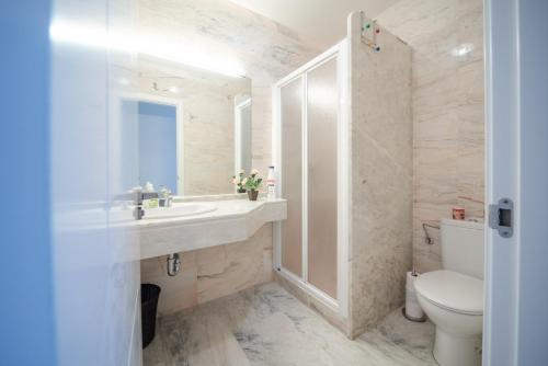 アビラにあるNAVAQUESERA MIRADOR DE GREDOSのバスルーム(洗面台、トイレ付)