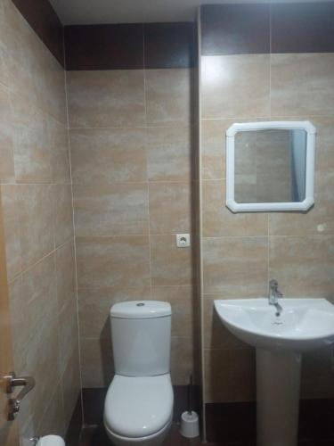 a bathroom with a toilet and a sink at Piso bonito y tranquilo in Monachil