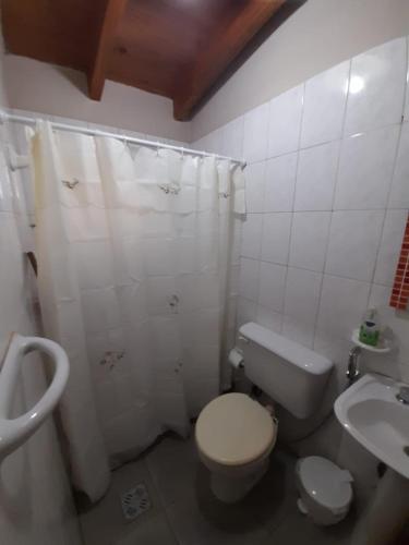 a bathroom with a toilet and a sink at Departamento Los Girasoles in Guaymallen