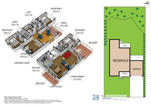 a floor plan and elevation of a house at Smiths Beach Walk in Smiths Beach