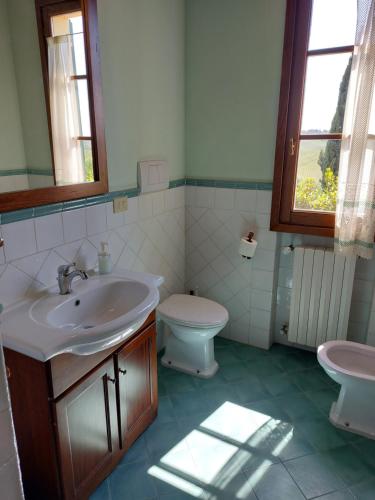 een badkamer met een wastafel en een toilet bij Agriturismo Corte in Poggio in Stabbia