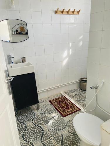ein Bad mit einem Waschbecken und einem WC in der Unterkunft Dar zmen 