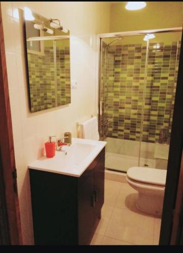 a bathroom with a sink and a toilet at EL RINCON DE LUZ in Padrón