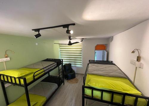 Habitación con 2 literas en una habitación en Himtrek Stays,Mcleodganj, en McLeod Ganj