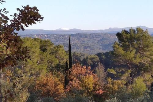 a view from the top of a hill with trees at Appartement 3 pièces avec terrasse au soleil in Le Thoronet