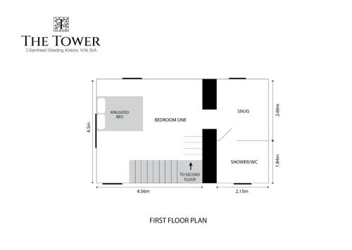 a schematic diagram of the tower of the first floor of a building at The Tower, Moray Firth Holiday Home in Kinloss