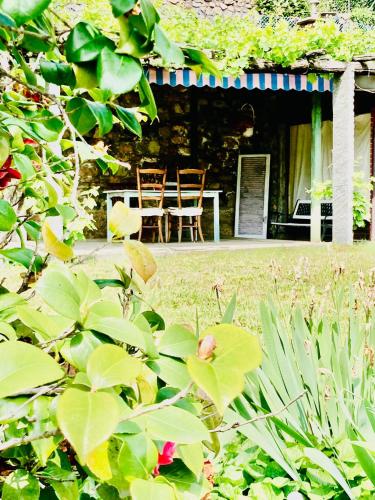 a house with a table and chairs in the yard at Casa Angiolina - Holidays in Morcote
