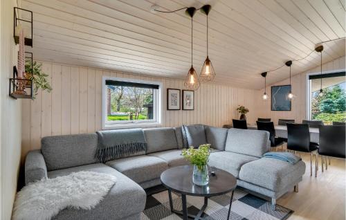 a living room with a couch and a table at Cozy Home In Fårvang With Wifi in Fårvang