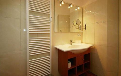 キュールングスボルンにあるResidenz-Ostseestrand-Wohnung-29-393のバスルーム(シンク、鏡、シャワー付)