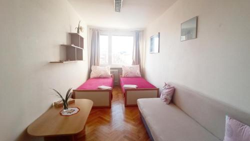 プラハにあるApartment Dreamのリビングルーム(ベッド2台、ソファ付)