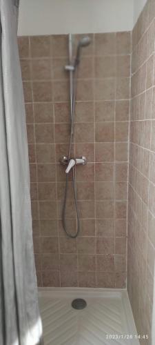 a shower with a shower head in a bathroom at Château Barbebelle in Rognes