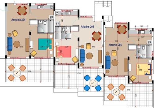 a floor plan of a house at Semeli The 3As Armonia, Ariadne, Artemis in Paphos City