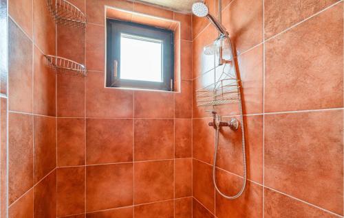 a bathroom with a shower and a window at Lovely Home In Kapela in Kapela