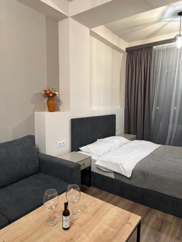 Un pat sau paturi într-o cameră la Kechi
