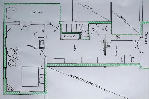 a drawing of a floor plan of a house at LA VILLA DU PETIT BOIS Les Lavandes in Faucon
