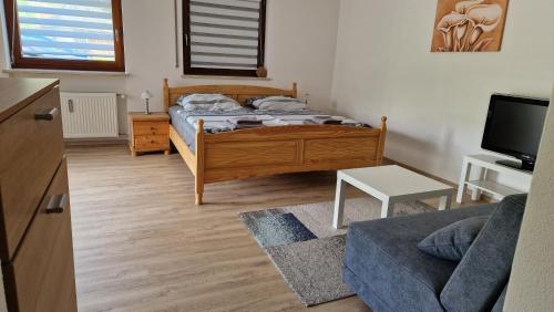 Tempat tidur dalam kamar di Haus Weidau