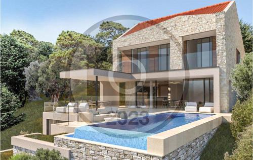 a rendering of a villa with a swimming pool at Pet Friendly Home In Vis With Sauna in Vis