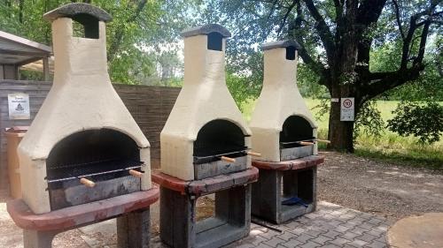 um par de pizzas sentadas ao lado um do outro em Camping Parc Saint Sauvayre em Vagnas