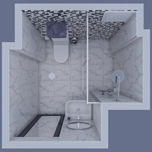 a white bathroom with a sink and a toilet at Medi Otel in Samsun