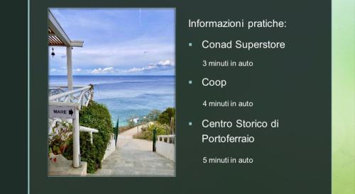 a page of a flyer with a picture of a beach at Podere Il Ritorno in Portoferraio