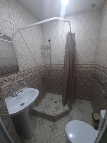 a bathroom with a sink and a toilet at Shen toon guesthouse in Shnogh