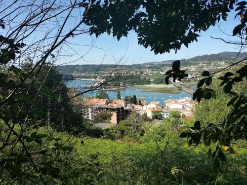 una vista desde una colina de una ciudad y un río en O Cerrulo Apartamento céntrico Pontedeume, en Puentedeume