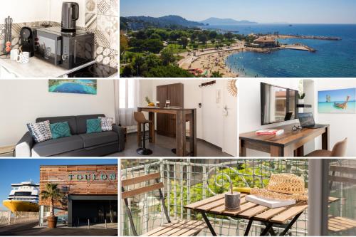 un collage d’images de différents types de meubles dans l'établissement Little Phuket - Mourillon - Host, à Toulon