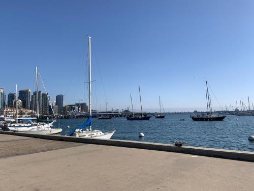 a group of boats docked in a harbor at Hotel Gigi in San Diego