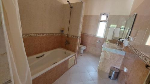 a bathroom with a bath tub and a toilet at Kasbat Aferdou in Er Rachidia