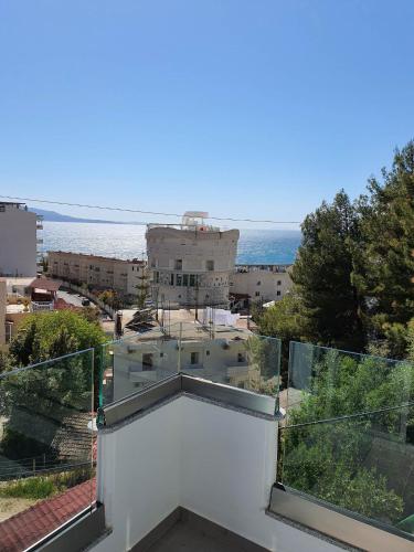 a view from the balcony of a house at The Sunset View in Sarandë