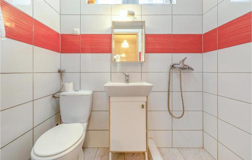 ein Bad mit einem WC und einem Waschbecken in der Unterkunft Pet Friendly Apartment In Novalja With Kitchen in Novalja