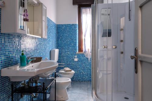 a bathroom with a sink and a shower and a toilet at Dolce Vita in Valeggio sul Mincio