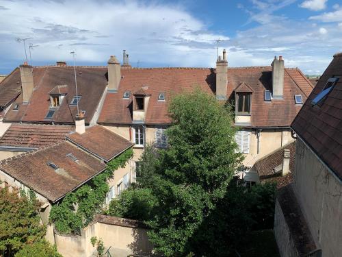 an overhead view of a group of houses with roofs at Appartement Cosy - Deux pièces - Hyper centre in Auxerre