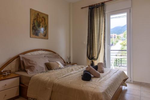 מיטה או מיטות בחדר ב-Mar y Montaña Apartments Litochoro