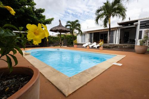 a swimming pool in the yard of a house at Les Villas 33 in Baie du Tombeau
