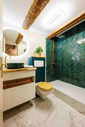 une salle de bain avec toilettes et douche dans l'établissement Au cœur d’Aix-en-Provence, à Aix-en-Provence