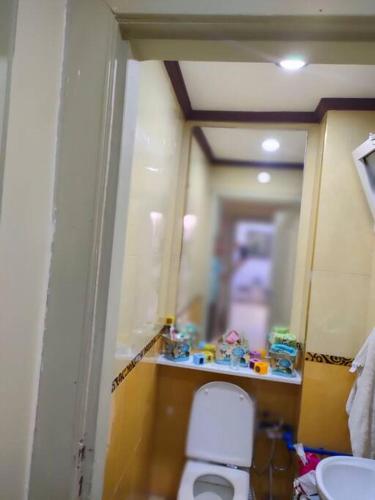 a small bathroom with a toilet and a sink at PERLE Au centre de RABAT in Rabat