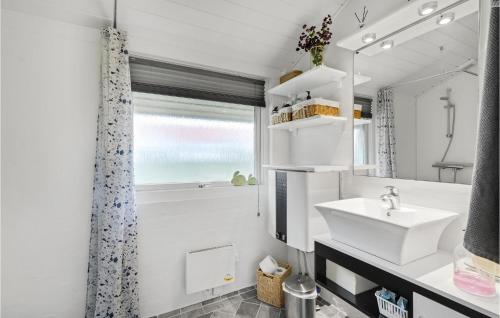 een badkamer met een wastafel en een spiegel bij Lovely Home In Hemmet With Kitchen in Hemmet