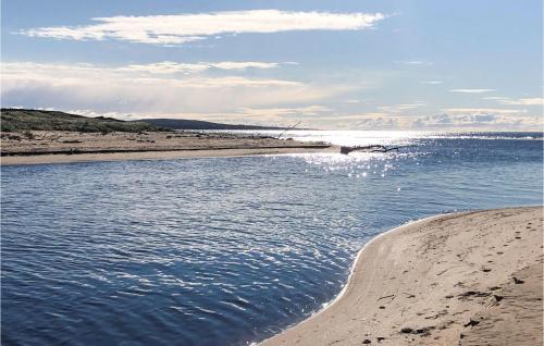 a body of water with a sandy beach and the ocean at 1 Bedroom Stunning Home In Grimsholmen in Grimsholmen