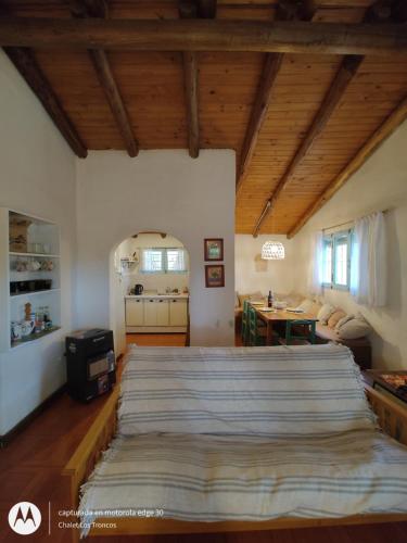 a bedroom with a large bed in a room at Chalet Los Troncos in San Rafael