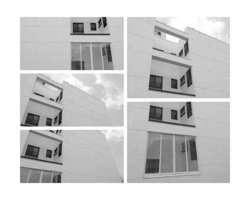 a series of four pictures of a building at Kenting Onehome in Checheng