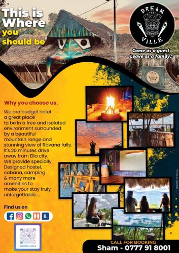 a flyer for a event with a collage of pictures at Dream Ville in Ella