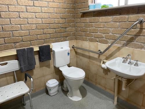 a bathroom with a toilet and a sink at Darling Junction Motor Inn in Wentworth