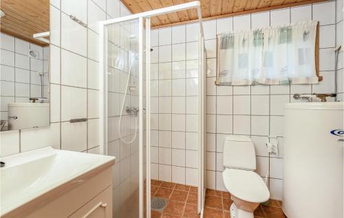 フィアランドにある3 Bedroom Amazing Home In Fjrlandのバスルーム(トイレ、洗面台、シャワー付)